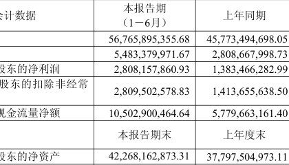 山东黄金：2025年上半年净利润28.08亿元 同比增长102.98% 拟10派1.8元