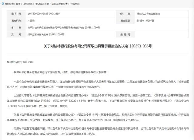 一纸警示函，照出桂林银行风控“裸泳”！原董事长落马只是序幕？